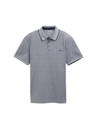 Tom Tailor - Piqué Poloshirt mit Stretch navy white two tone pique - Gr. - M