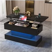 Odikalo Couchtisch Beistelltisch höhenverstellbar Sofatisch mit Steckdose LED Stauraum (100*50*51.5cm Couchtisch mit Steckdose USB-C&USB-Ladebuchse multifunktionaler Wohnzimmertisch mit LED anhebbarer Kaffeetish höhenverstellbar Sofatisch Beistelltis