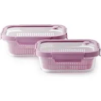 Betty Bossi Aufbewahrungsdose Frischhaltedose mit Siebeinsatz - 2er Set (Set, 2-tlg), Klein: ideal für ca 250g Himbeeren, Groß: ideal für ca. 500g Himbeeren