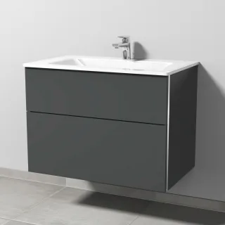 Sanipa 3way Glas-Set Glas-Waschtisch und Unterbau mit 2 Auszügen, Anthrazit-Matt BR20222
