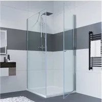 IMPTS Eckdusche Duschkabine mit Seitenwand Eckeinstieg Pendeltür, BxT: 70x70 cm, Sicherheitsglas, Duschkabine, Duschabtrennung, Duschtür mit Seitenwand, Ohne Duschwanne