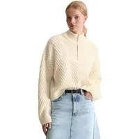 Marc O'Polo DENIM Troyer relaxed fit aus weichem Schurwolle-Mix, 3D-Zickzack-Design