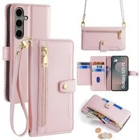 betterfon Handykette für Samsung Galaxy Leder Umhänge Hülle mit Kartenfächer, Hände frei - mit Silikonhülle & Schnur für flexiblen Alltag