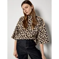 Apricot Langarmshirt T-shirt mit Tierprint