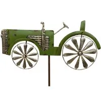 DanDiBo Gartenstecker Metall Traktor XL 135 cm Trecker Grün 96005 Windspiel Windrad Wetterfest Gartendeko Garten Gartenstab Bodenstecker