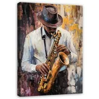 Wallarena Leinwandbild Mann Muzyk - Braun - Modern - Hochformat - Wohnzimmer, Musik, 30x40x2cm