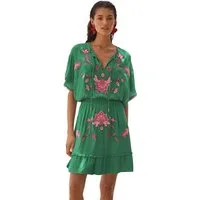 Love & Roses Strandkleid Love & Roses Mini-Kaftan-Cover-up mit Stickerei (1-tlg)