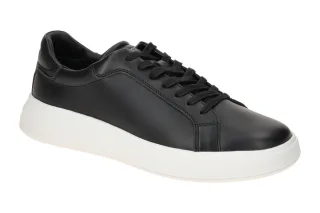 Calvin Klein HM01016 BEH Herrenschuhe Schwarz Leder Sneakers mit wei?er Sohle