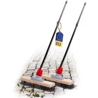 Novaliv Kehrgarnitur 31187-19444-2x, Novaliv 2X Robuster Drahtbürste mit Stiel Basic Stahlbesen mit Telesko