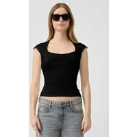 QS Kurzarmshirt T-Shirt Rippshirt, Vanessa Mai