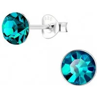 ALEXANDER YORK Paar Ohrstecker KRISTALL 6 mm I blue-zircon, 2-tlg., 925 Sterling Silber