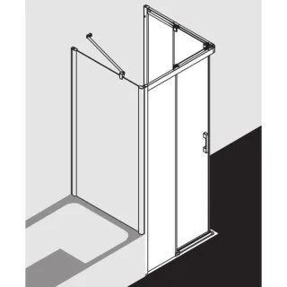 Kermi Pega Gleitt.-Eckeinstiegsh. 2-tlg. bodenfrei PEC2R08020VAK 80x200cm, silber hochglanz, ESG klar, rechts, auf Duschwanne