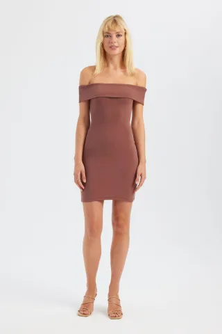 Schulterfreies Mini Bodycon Kleid