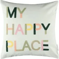 TOM TAILOR HOME Kissenbezug Happy, (1 Stück), mit aufgesticktem Schriftzug
