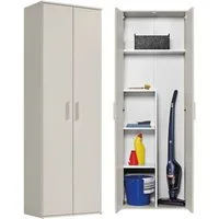 mokebo Mehrzweckschrank Der Lange (60x180 cm, mit Staubsaugerfach) Made in Germany, Besenschrank, Putzschrank, Flurschrank in Beige