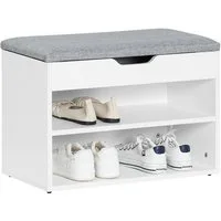 SoBuy Schuhbank FSR25, Schuhregal mit gepolstertem Kissen, Schuhorganizer, Sitzbank mit Stauraum Schuhregal Schuhtruhe mit Sitzfläche