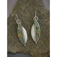 The Beauty House Ohrring-Set Damen Ohrringe Ethno Stil – Handgemacht mit Mosaik & Silber-Optik, Boho Tribal Design Vintage Schmuck