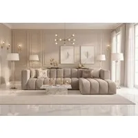 Kaiser Möbel Ecksofa Moderne aus Veloursstoff Salvador Grand L 318 cm, Ecksofa, Tiefe Sitzflächen,Premium-Velours Salvador,Design Soft-Cube