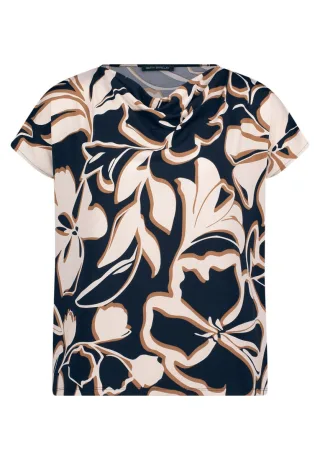 Betty Barclay - Shirt mit Wasserfallausschnitt blau/braun - Gr. - 38