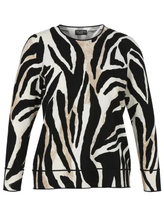 VIA APPIA DUE - Pullover Rundhals 1/1 Arm Druck schwarz multicolor - Gr. - 44