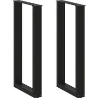 vidaXL Tischbein Bartischbeine U-Form 2 Stk. Schwarz 40x(90-91) cm Stahl