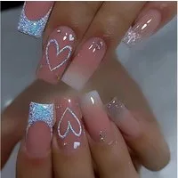 LuxusKollektion Kunstfingernägel 24 Stück Weiß Glitter Nägel Zum Aufkleben Lang Pink Sarg Press on