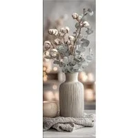 artissimo Glasbild Bild aus Glas 30x80 cm / Wandbild Hochformat / Wanddeko modern, Pflanzen und Natur: Eukalyptus Stillleben in Salbei