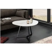riess-ambiente Couchtisch MARVELOUS 90cm weiß/schwarz – Keramik, Metallgestell, Marmor-Design (Einzelartikel, 1-St), pflegeleichte Keramikplatte & stabiles Gestell – ideal für Wohnzimmer