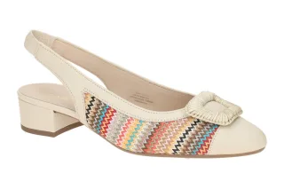 Gabor 81.526.40 Sling Pumps Wei? Multicolour/Panna ZickZack-Muster Blockabsat...
