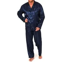 Normann Pyjama Satin Pyjama lang, durchgeknöpft, Schattenstreifen, 251 94 010