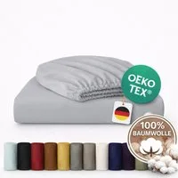 Komfortec Spannbettlaken Jersey Spannbettuch, 90x200, 140x200, 160x200, 180x200 oder 200x200 cm, 100% Baumwolle (135 g/m), Gummizug: Rundum, (1 Stück), OEKO-TEX® Standard 100 Zertifisiert, für Matratzen bis 25 cm Höhe
