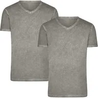 James & Nicholson T-Shirt Doppelpack Figurbetontes Herren T-Shirt mit Spray Print JN976 (Doppelpack, 2er-Pack) Trendiges T-Shirt mit V-Ausschnitt