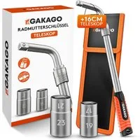 Gakago Radmutternschlüssel Teleskop (Set, mit 17/19mm & 21/23mm in Aufbewahrungstasche), - Extra langer ausziehbarer 1/2 Zoll Radschlüssel