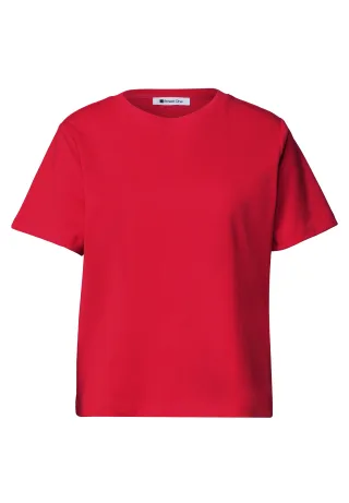 Street One - Basic T-Shirt im verkürzten Schnitt salsa red - Gr. - 44