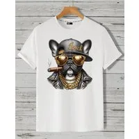 RMK Print-Shirt T-Shirt Herren Shirt Basic (Französische Bulldogge Bully Sonnenbrille) aus Baumwolle