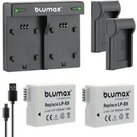 Blumax Set mit Lader für Canon LP-E8 EOS 550D 1020 mAh Kamera-Akku