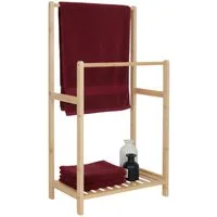 relaxdays Handtuchständer Bambus 2 Stangen Ablage, natur