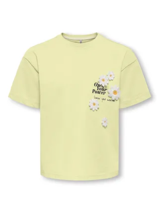 KIDS ONLY - KMGPETAL SS LOOSE PRINTED TEE JRS Tender Yellow - Gr. - 116