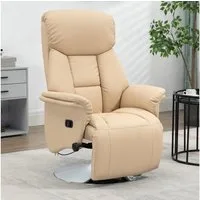 HOMCOM Relaxsessel Fernsehsessel mit Liegefunktion, drehbar, gepolstert, Ruhesessel (Liegesessel, 1-St., TV-Sessel), 360° Drehfunktion, Beige