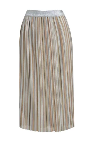 Milano Italy - midi plissÃ©e skirt w elastic waistband toffee print - Gr. - 38