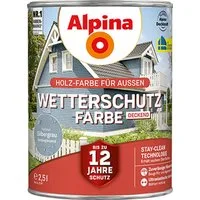 Alpina Wetterschutzfarbe 2,5l, Bis zu 12 Jahre Wetterschutz, Nässeschutz, gegen Pilz- und Algenbefall