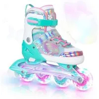 Nattork Inlineskates Kinder Inliner für Mädchen, 4 Größen verstellbar, Schmetterling Inline Rollschuhe (Größe M: 32-36 EU / 205-230 mm)