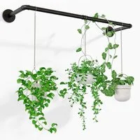 Bamworld Blumenampel Hängepflanzer Innen Metall Schwarz, 92x20cm (1 St), für Fenster Decke Wand Wohnzimmer Küche Schlafzimmer