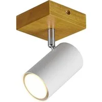 TRIO Leuchten Deckenspot Marley, ohne Leuchtmittel, Wand-und Deckenmontage per Stecker o. Fest-Anschluss, Holz Baldachin