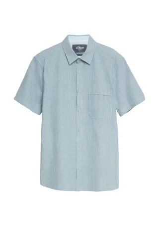 s.Oliver Red Label - Regular Fit: Fein strukturiertes Kurzarmhemd blau - Gr. - 3XL