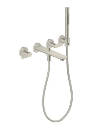 Hansgrohe 3-Loch Fertigset Wannemisch.Wand Unterputz Axor Citterio C mit Handbrause edelstahl optik 49480800