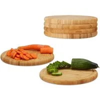 relaxdays Frühstücksbrett Frühstücksbrettchen Set 25 cm, Bambus, (6-St., 6er Set), 6er Pack