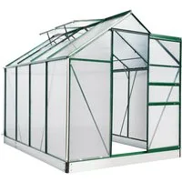 BRAST Gewächshaus ALU mit Fundament rostfrei 250x190x195cm TÜV geprüft, BxTxH: 190 x 250 x 195 cm, wetterfestes hochwertiges Aluminium, Temperaturbeständig, Wärmedämmend, Lichtbrechend & UV-stabilisiert
