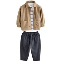 Next Shirt, Hose & Jäckchen Jersey-Hemd, T-Shirt und Jogginghose, 3er-Set (3-tlg)