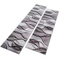 OTTO home Bettumrandung Tritom, Höhe 9 mm, (3-tlg), mit besonders weichem Flor, Kurzflor, modernes Wellen Muster